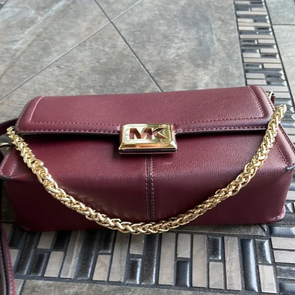 Michael Kors Sonia Medium Leather Shoulder Bag Merlot